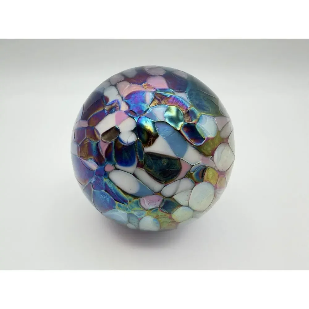 Glass Eye Studio Iridescent Red Hand Blown Glass Ornament Friendship Ball 4”